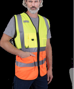 Жилет сигнальний дорожній жовто-помаранчевий KOS-ZIP YP