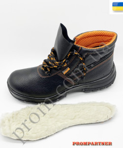 Черевики робочі утеплені 'ЄВРО' шкіра, лита підошва поліуретанова МБС, пр-під Україна