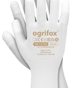 Рукавички робочі Ogrifox з покриттям поліретану, OX-POLFIN W REIS (розмір 8)