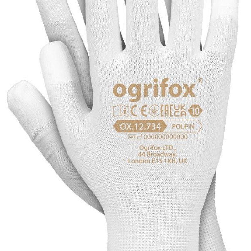Рукавички робочі Ogrifox з покриттям поліретану, OX-POLFIN W REIS (розмір 8) Рукавички робочі Ogrifox з покриттям поліретану, OX-POLFIN W REIS (розмір 8)