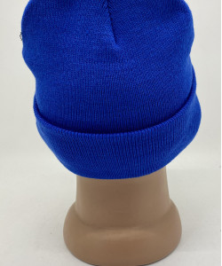 Шапка зимова з підворотом, волошковий колір (синій)