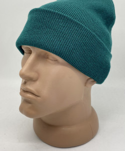 Шапка зимова з підворотом, колір темно зелений, шапка зелена