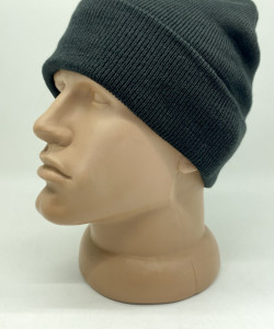 Шапка зимова з підворотом, колір чорний, кашка чорна, шапка робоча з закотом, шапка охороною