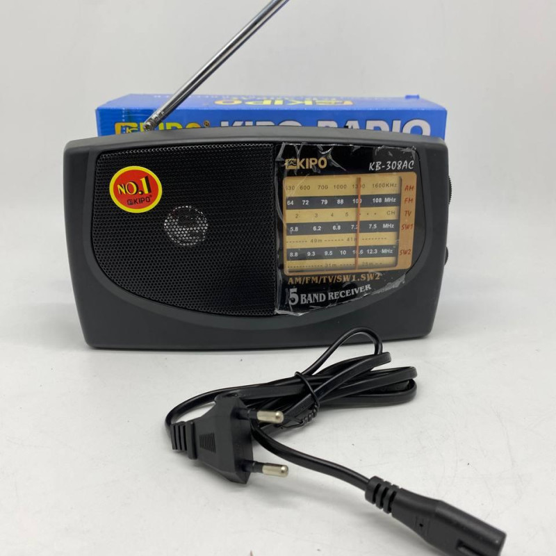 Радіоприймач KIPO-KB 308AC (FM/AM/SW/TV), Телескопічна антена, відкидна ручка, радіоприймач Радіоприймач KIPO-KB 308AC (FM/AM/SW/TV), Телескопічна антена, відкидна ручка, радіоприймач