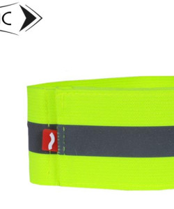 Світловідбивна пов'язка, Світловідбивна еластична смужка на липучці Reis зелена, 36 см x 5 см,