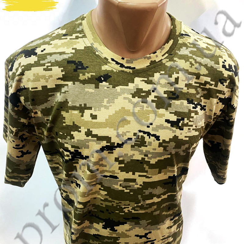 Футболка тактична камуфляж-ПіКСЕЛЬ 100% х/б, плав.165г/м2