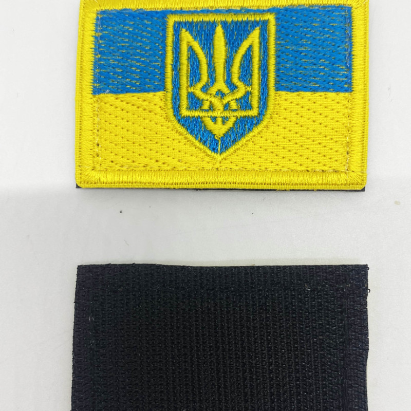 Нашивка Прапор України з тризубом, розмір 60*40мм на липучці Нашивка Прапор України з тризубом, розмір 60*40мм на липучці